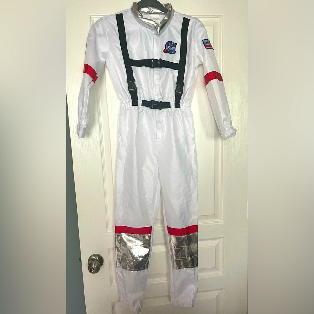 White Astronaut Costume with Red and Silver Accents